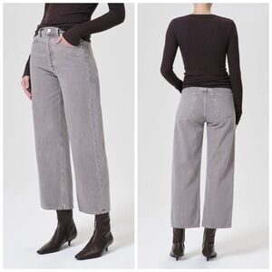 Agolde Ren High Rise Wide Leg Jeans In Gray Owl Ankle Size 33